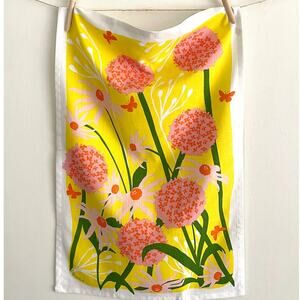 Anthropologie Erin Drubaugh Allium Yellow Tea Towels